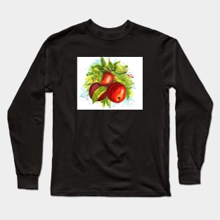 Watercolor Apples On A Tree Long Sleeve T-Shirt